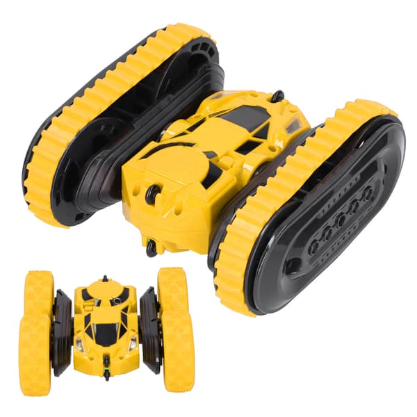 2 in 1 Double-Sided Remote Control High-Speed 360 Degree Rotating RC Stunt Car Yellow_Super Gift