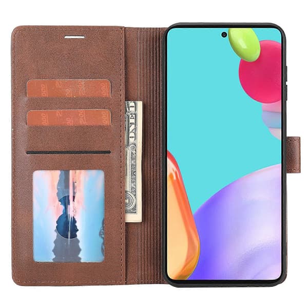For Samsung Galaxy A72 5G / 4G Classic Leather Wallet Case (Brown)