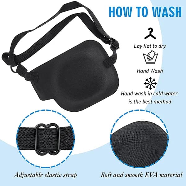 Simple Eye Patch Eye Mask - Black - Left Eye Upgraded Velcro