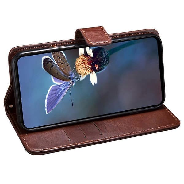 IDEWEI Crazy Horse Tekstur Læder Telefoncover til iPhone 17 Pro Max med Stativ - Gul