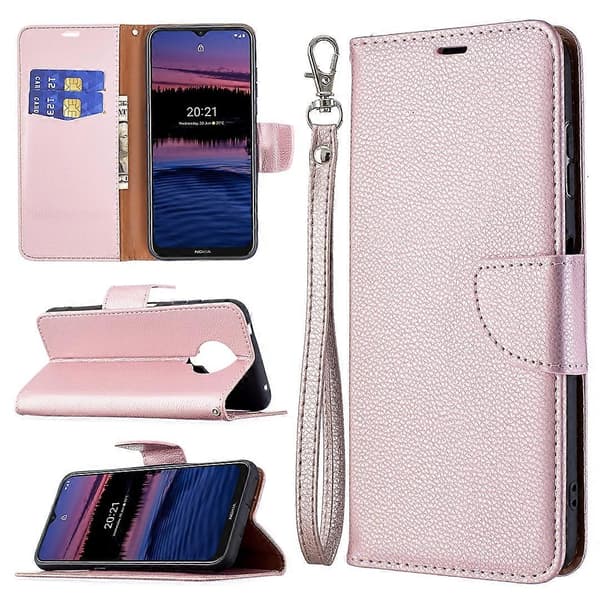 Läderfodral med hållare för Nokia G20 / G10 (Roséguld)