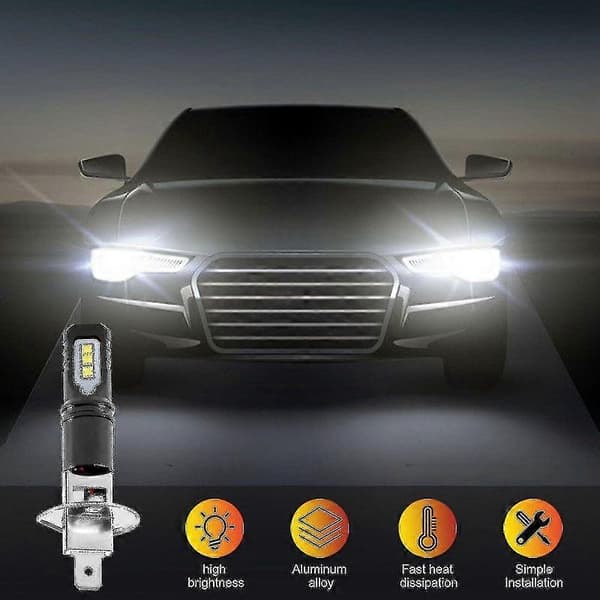 2x H1 6000k Supervit 6000lm DRL LED-strålkastarsats Helljus Ny