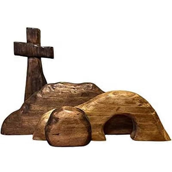 The Empty Tomb Easter Scene and, Wooden Easter Grave Scene Decoration, Wooden Easter Rebirth Decor