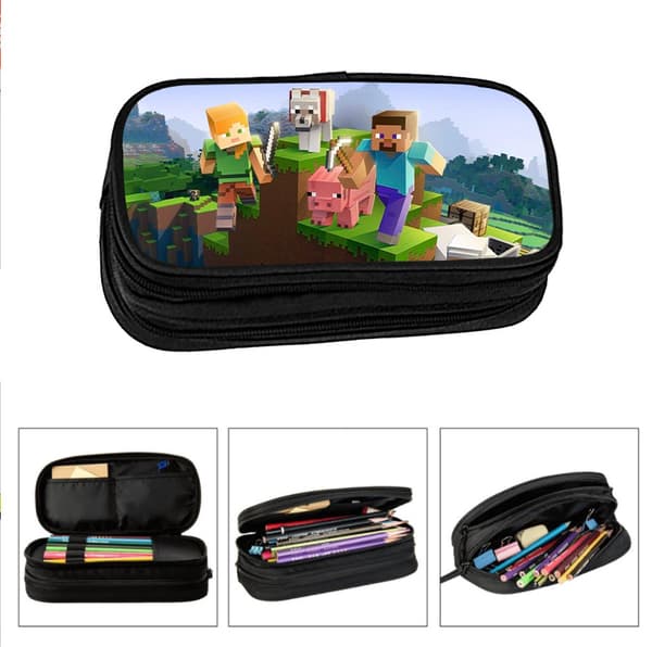 Minecraft penalhus elev børn penalhus stor kapacitet penalhus elastisk dobbeltlag bærbart penalhus pencil case Section 16