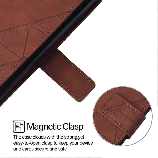 Compatible Leather Case for iPhone 17 with Hand Strap, Wallet Stand, Phone Cover (Brown)