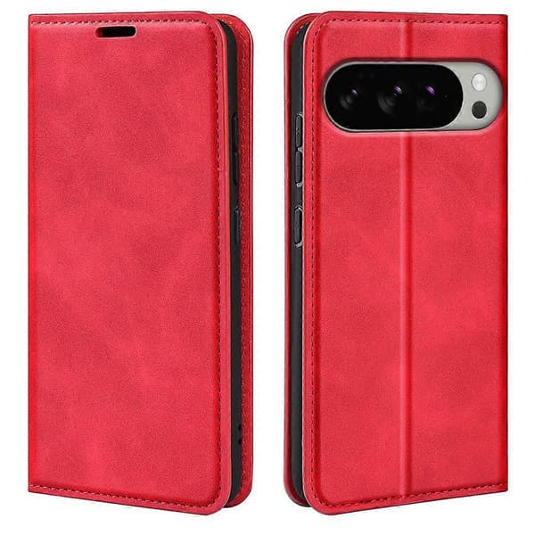 Case for Google Pixel 10 Pro XL, Leather Touch Leather Wallet Phone Case (Red)