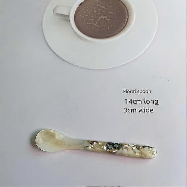 Floral Spoon Fork Knife Set With Seashell Pearl Inlay For Dessert
