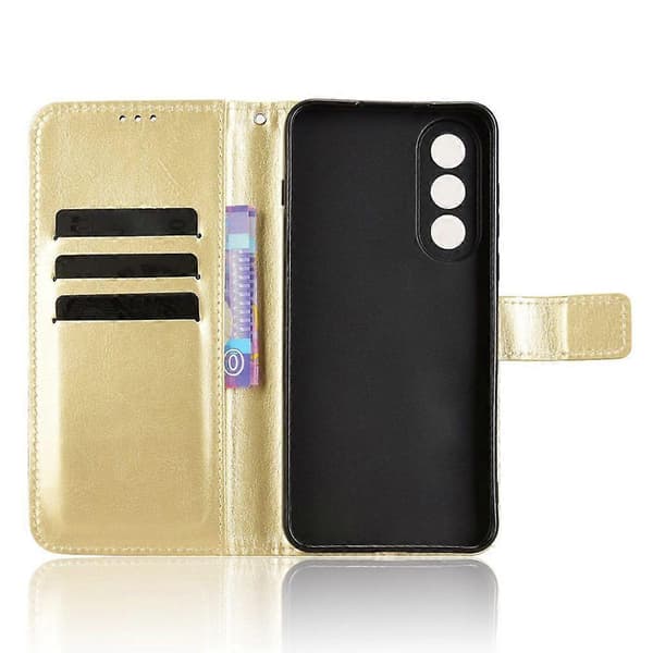 PU Leather Case with Crazy Horse Pattern Strap for OnePlus Nord 5 5G, Wallet Case (Gold)