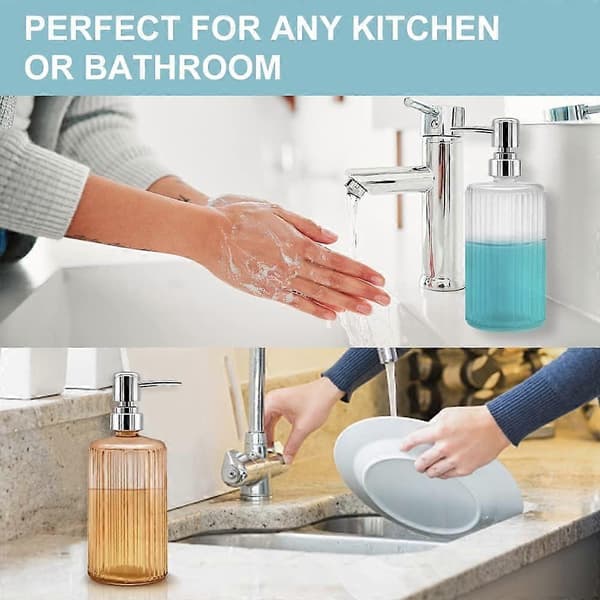 3-pak glas sæbedispenser, 17 oz håndsæbedispenser, lotion flydende sæbedispenser badeværelse, bordplade