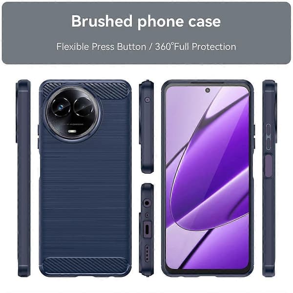 Kolfiberborstad textur TPU-telefonfodral (Blå, för Realme 11 5G)