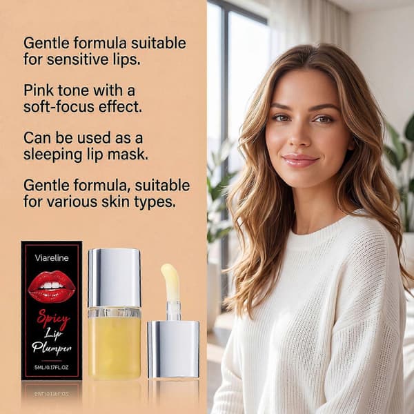 Spicy Lip Plumping Gloss Intense Volumizing & Hydrating Formula for Fuller Lips, High-Shine Clear Finish