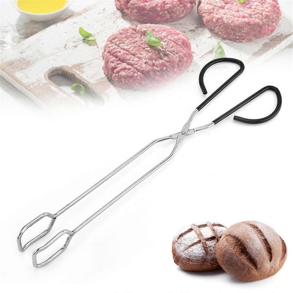 Sorte ekstra lange saksetænger i rustfrit stål grilltænger 40 cm sort BBQ