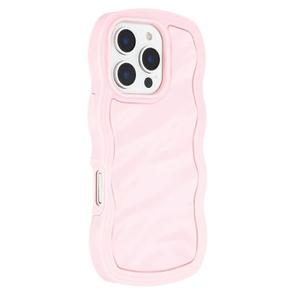 Deksler til iPhone 16 Pro Max Bølget Kant Støtsikkert TPU + PC Telefondeksel (Rosa)