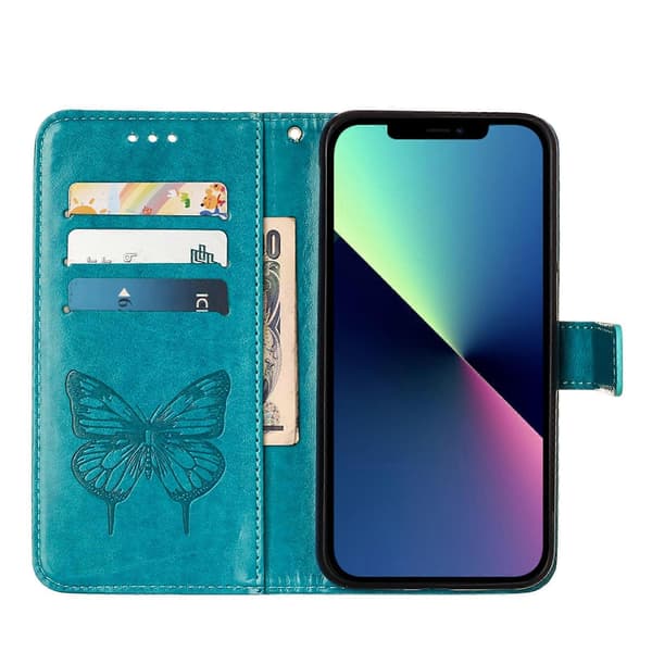 Embossed Butterfly Leather Phone Case (For iPhone 15 Pro)