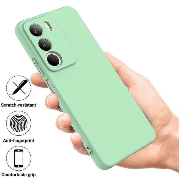 Realme C71 4G Liquid Silicone Case with Hand Strap - Shockproof Soft Case (Green)