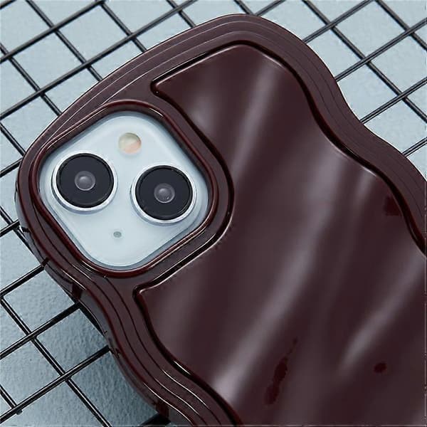 WT Series Compatible Case for iPhone 13 with Wavy Edge Hard PC Soft TPU Protective Cover (Wine Red)
