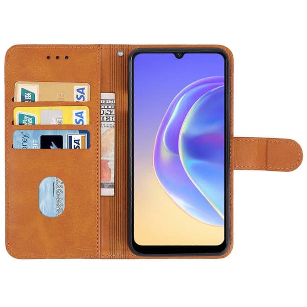 Läder Telefonfodral För vivo V21e 4G / Y73 2021 Stor Hål Version (Brun)