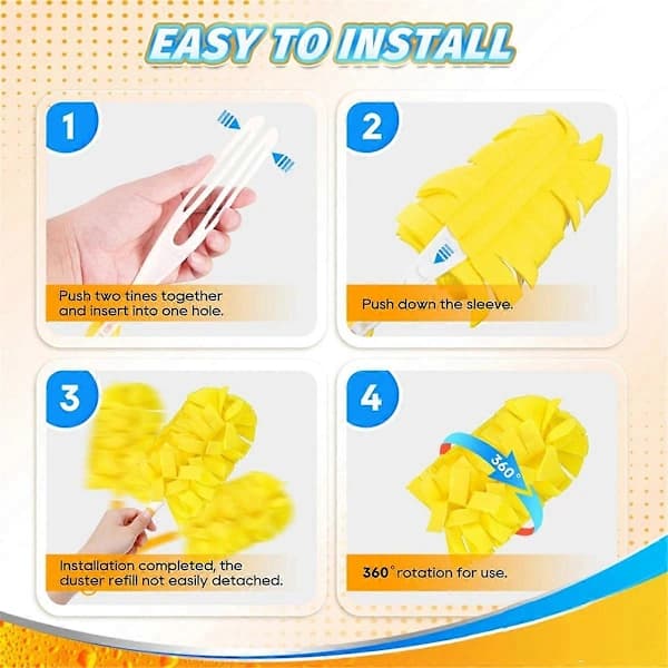 Duster Refill for Swiffer Duster Extended Handle - Reusable Heavy Duty Duster Refill 360 for Swiff (FMY)