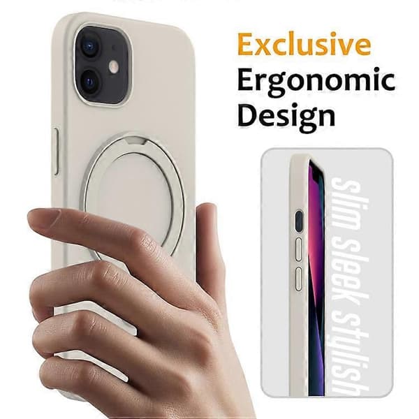 Kompatibelt magnetisk deksel til iPhone 11 med ringstativ PC + silikon fallsikkert telefondeksel (hvit)