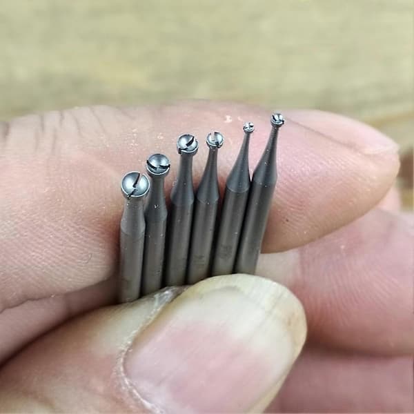 6 st öppna koppfräsar - 3/32 tums skaft smyckesinställning koppfräsar trådrundningsbits lapidär tillverkning Silver