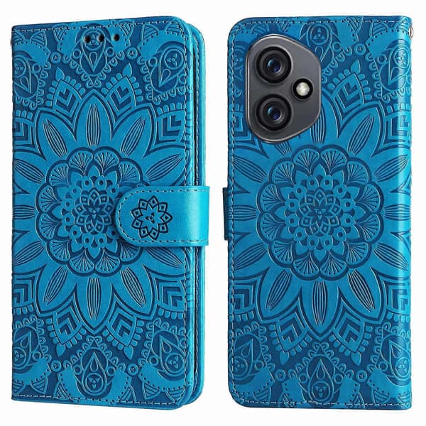 For Honor 400 Case Sunflower Imprint Leather Wallet Phone Case - Blue (Blue)