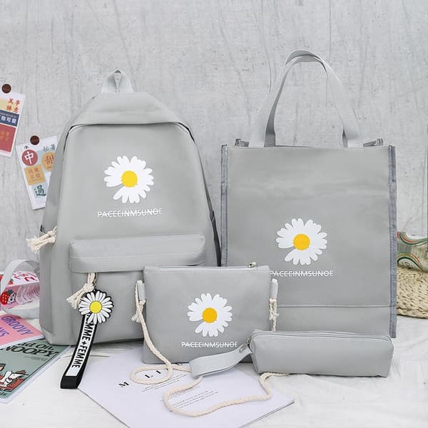New and Relaxed Design 4-Piece Backpack Set, Daisy Backpack, Laptop Bag