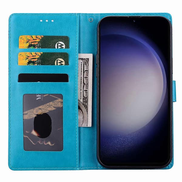 Embossed Plaid Leather Phone Case (Blue, For Sony Xperia 10 VI)
