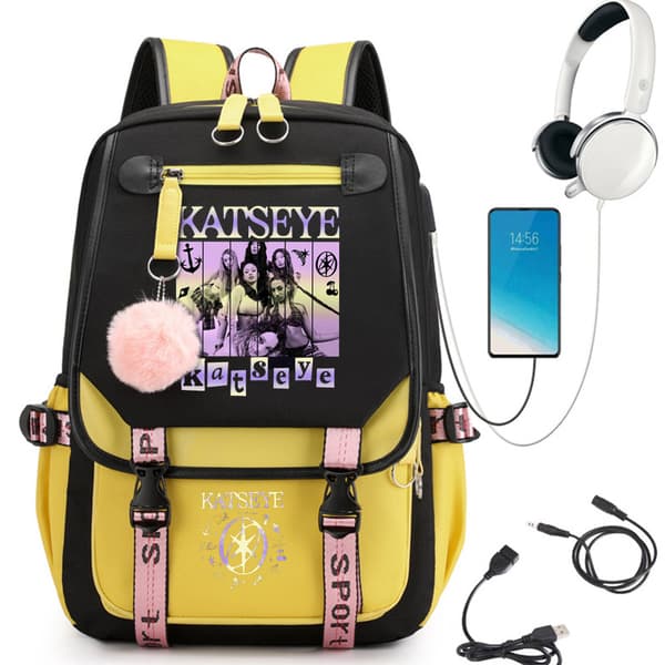 Katseye Music Print School Backpack Lightweight Large Capacity for Students No. 7