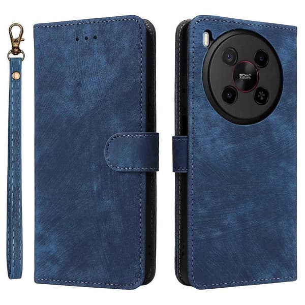 Wallet Case for ZTE Blade V70 Max nubia V70 Max with RFID Blocking, PU Leather, Viewing Stand (Blue, Blue)