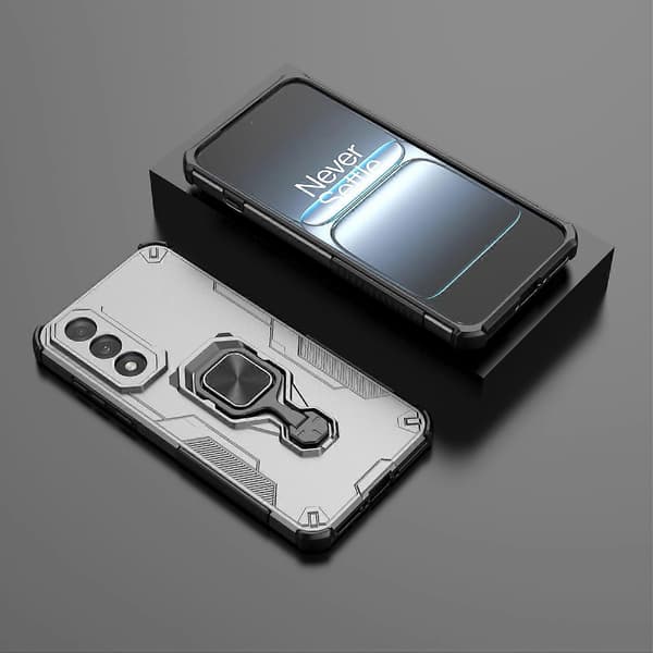 Etui til OnePlus Nord 5 5G Roterbart Ringstativ PC+TPU Stødsikkert Telefoncover (Titanium Grå)