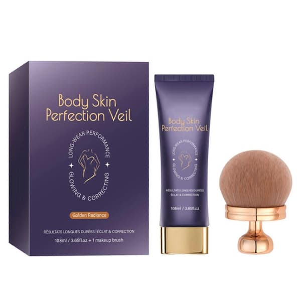 Body Coverage Perfector All-Over Complexion Ben- och Kroppsmakeupkräm & Applikatorborste, Vattentät Tatueringstäckande Makeup