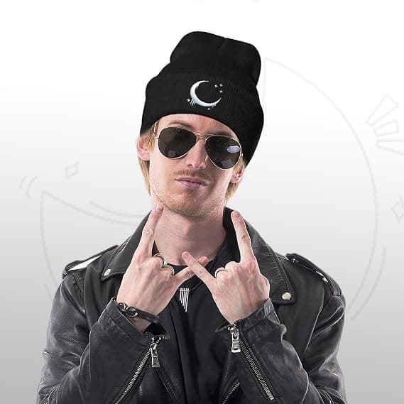 Gotisk broderad mössa, unisex, dödskalledesign, varm stickad mössa, Y2K grunge-stil, vintermössa.