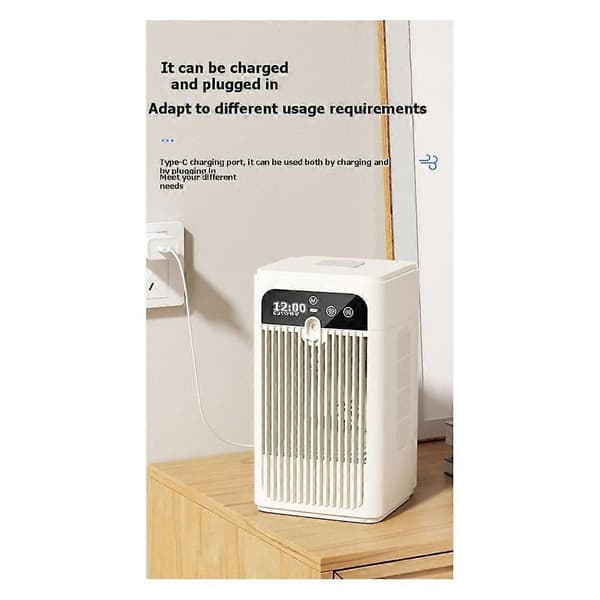 Køler Desktop Aircondition Ventilator Kølespray Intelligent Timing Lille Ventilator Lydløs Husholdnings Udendørs Køleventilator White