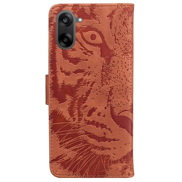 Tiger Embossing Pattern Flip Leather Phone Case (Brown, For OnePlus Ace 5 Racing / Nord CE5)