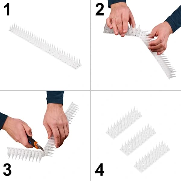 Bird Spikes Plastic White 8-pack 342 cm for Balcony, Windowsill, Railing