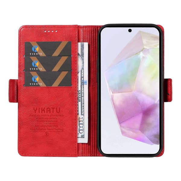 For Samsung Galaxy A56 5G Case Lychee Texture PU Leather Wallet Phone Case (Red)