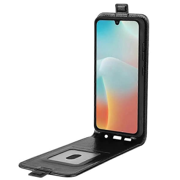 R64 Texture Simple Vertical Flip Leather Phone Case (Black, For Samsung Galaxy M16 / F16)