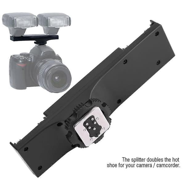 Videokamera Hot Shoe Splitter Dobbelt Cold Shoe Mount Adapter til spejlreflekskamera Black