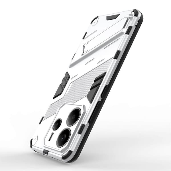 For Xiaomi Redmi Note 14 4G Deksel PC + TPU Støtsikkert Telefondeksel med Stativ (Hvit)
