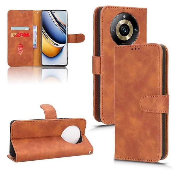 Magnetisk flip-etui i læder med hudfølelse (Til Realme 11 Pro / 11 Pro+)