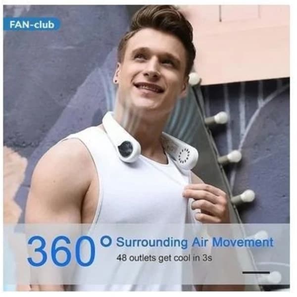 Portable Neck Fan, Bladeless Personal Fan, 3 Speeds Adjustable White