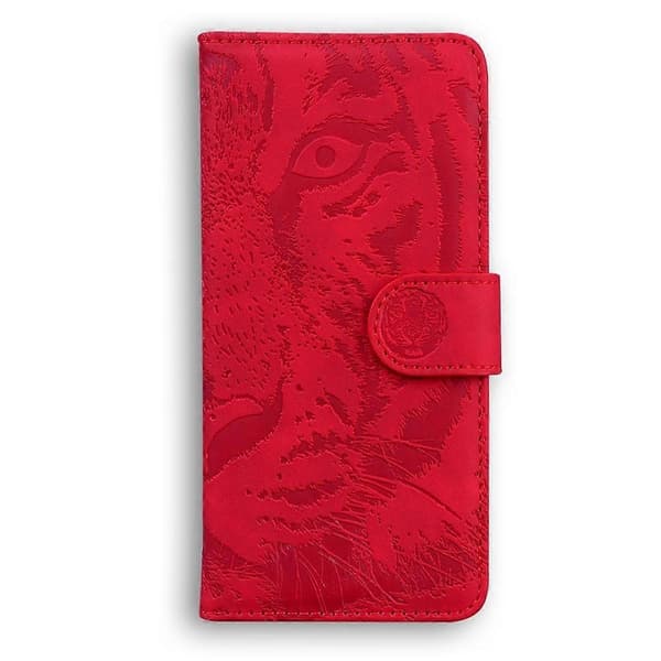 Tiger Embossing Pattern Flip Leather Phone Case (Red, For OnePlus Ace 5 Racing / Nord CE5)