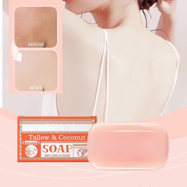 Grapefruit Tallow Soap Bar Set for Oily Skin Deep Cleansing Moisturizing Pink Citrus Scent 3.5oz