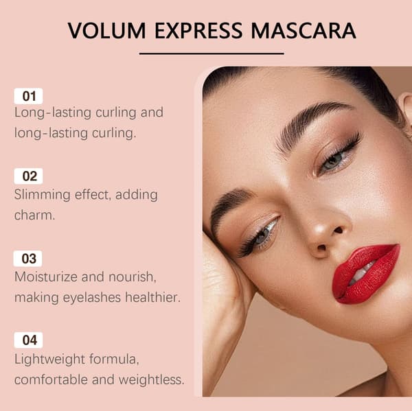 Volumizing Eyelash Mascara, Waterproof Long-lasting Mascara that Curls Lashes Without Smudging Black