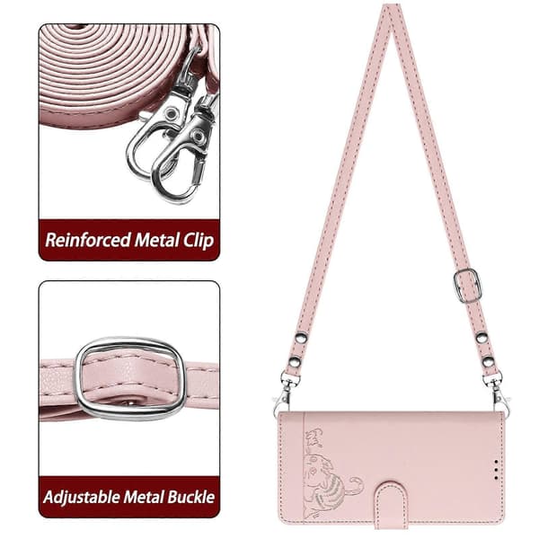 Cat Mouse Embossed Pattern RFID Leather Phone Case with Lanyard (For Doogee Note 59 5G / Note 59 Pro)
