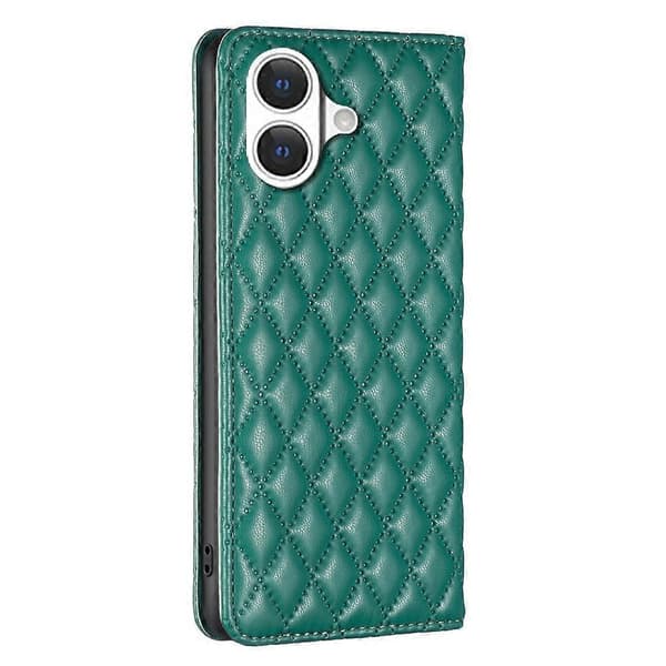 Magnetisk diamantmønstret læretui (grønn, for iPhone 17)