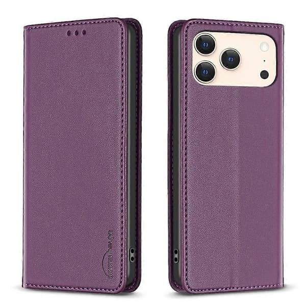 Magnetic Leather Case for iPhone 17 Pro Max (Dark Purple)