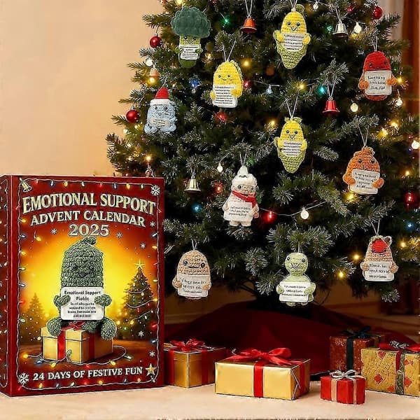 2026 Emotional Support Julekalender, 24 dages nedtælling til jul, 24 akrylpynt