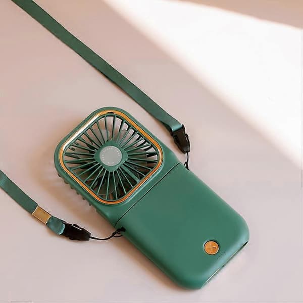 F30 Galvanisering Håndholdt Ventilator Bærbar Desktop Sammenfoldelig Lydløs USB Halsventilator, Opgraderet Version Green