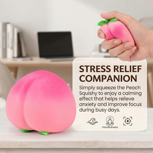 Peach Squishy, Soft Squeezable Fruit Squishies, Squishies Fidget for Adults, Cute Fruit